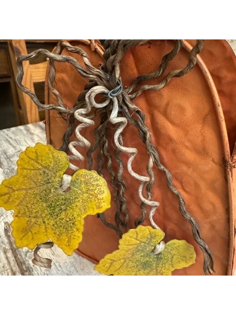 Pumpkin Decor Orange Jute Cord Rustic - Picture 2 of 4